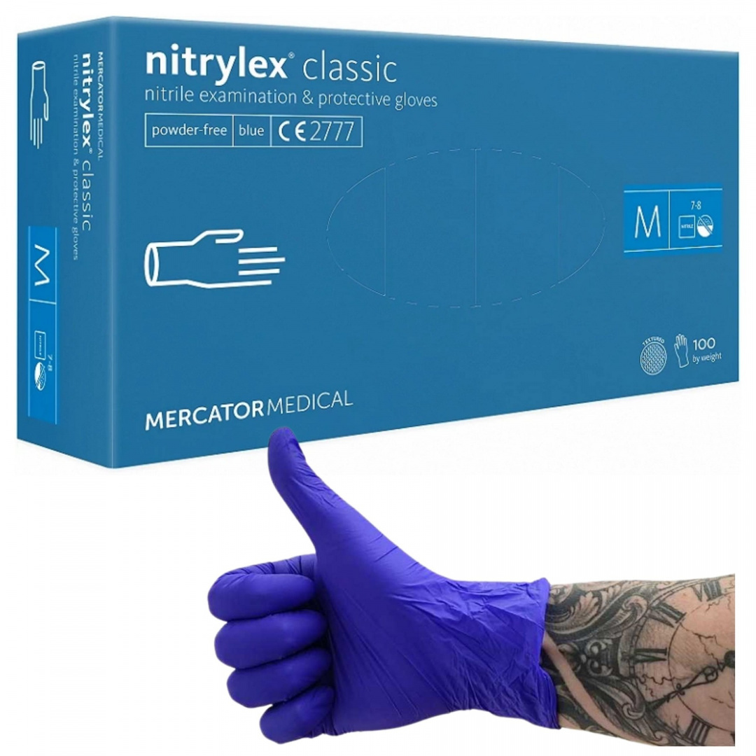 Rękawiczki Rękawice Nitrylowe M 100szt Niebieskie