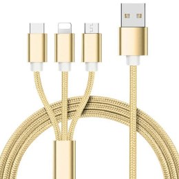 Kabel 3w1 Ładowarka do Iphone USB-C Micro USB 1.2m