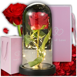 Wieczna Róża w Szkle Święcąca LED Prezent na Dzień Mamy